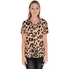 Leopard Jaguar Dots Women s V-neck Scrub Top by ConteMonfrey