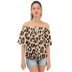 Leopard Jaguar Dots Off Shoulder Short Sleeve Top by ConteMonfrey