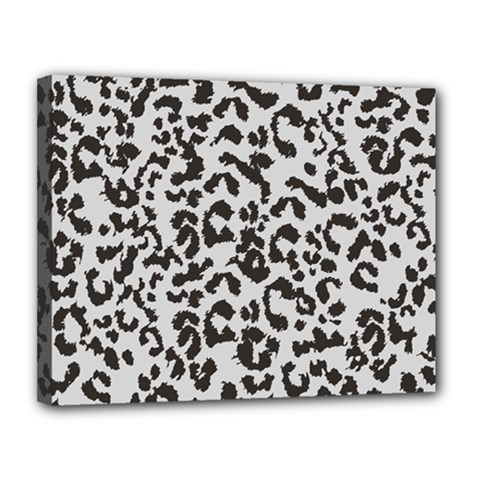 Grey And Black Jaguar Dots Canvas 14  X 11  (stretched) by ConteMonfrey