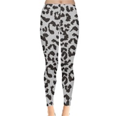 Grey And Black Jaguar Dots Leggings  by ConteMonfrey