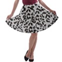 Grey And Black Jaguar Dots A-line Skater Skirt View1