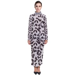 Grey And Black Jaguar Dots Turtleneck Maxi Dress by ConteMonfrey