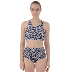 Grey And Black Jaguar Dots Racer Back Bikini Set by ConteMonfrey