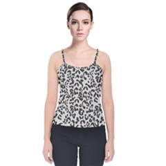 Grey And Black Jaguar Dots Velvet Spaghetti Strap Top by ConteMonfrey