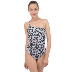 Grey And Black Jaguar Dots Classic One Shoulder Swimsuit by ConteMonfrey