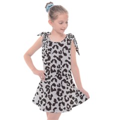 Grey And Black Jaguar Dots Kids  Tie Up Tunic Dress by ConteMonfrey