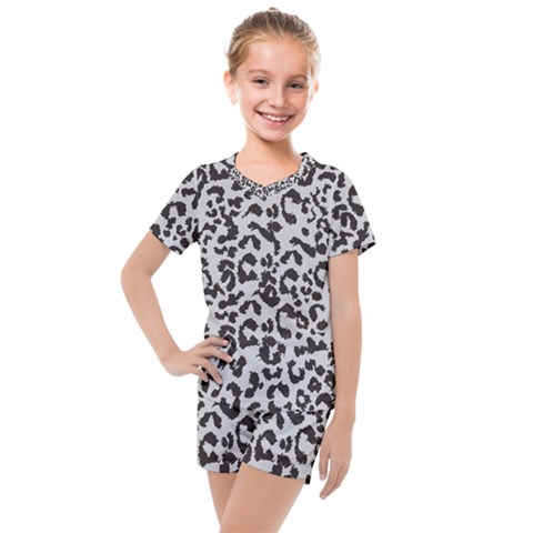 Grey And Black Jaguar Dots Kids  Mesh Tee And Shorts Set by ConteMonfrey