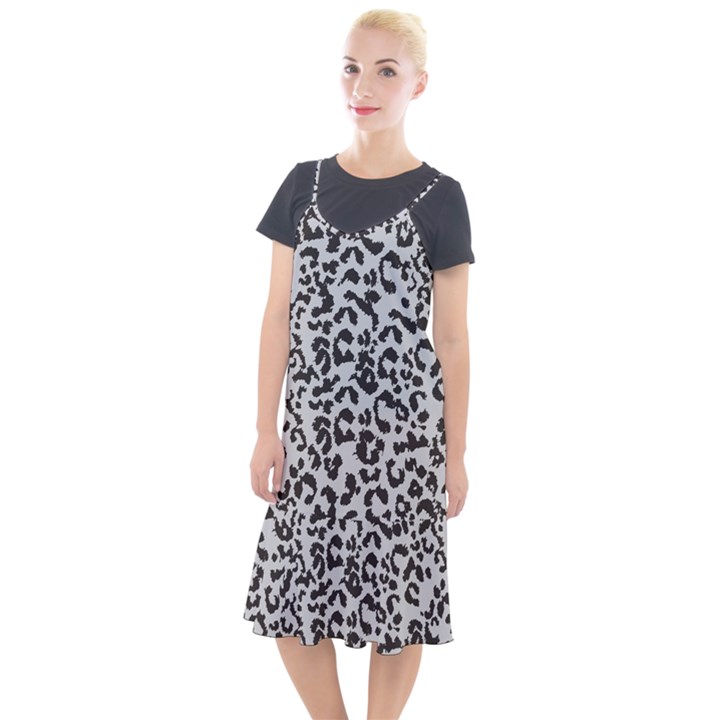 Grey And Black Jaguar Dots Camis Fishtail Dress