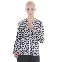 Grey And Black Jaguar Dots Casual Zip Up Jacket