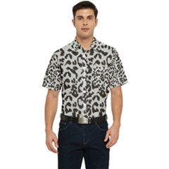 Grey And Black Jaguar Dots Men s Short Sleeve Pocket Shirt  by ConteMonfrey