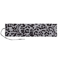 Grey And Black Jaguar Dots Roll Up Canvas Pencil Holder (l) by ConteMonfrey