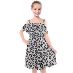 Grey And Black Jaguar Dots Kids  Cut Out Shoulders Chiffon Dress by ConteMonfrey