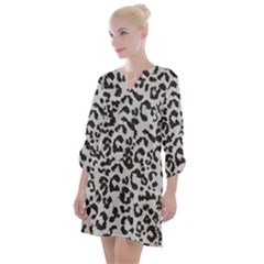 Grey And Black Jaguar Dots Open Neck Shift Dress by ConteMonfrey