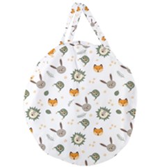 Rabbit, Lions And Nuts  Giant Round Zipper Tote by ConteMonfrey