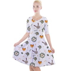 Rabbit, Lions And Nuts  Quarter Sleeve A-line Dress by ConteMonfrey