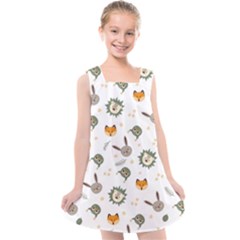 Rabbit, Lions And Nuts  Kids  Cross Back Dress by ConteMonfrey