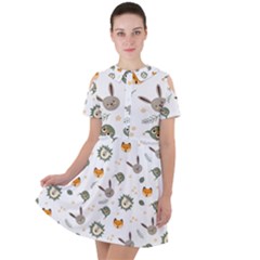 Rabbit, Lions And Nuts  Short Sleeve Shoulder Cut Out Dress  by ConteMonfrey