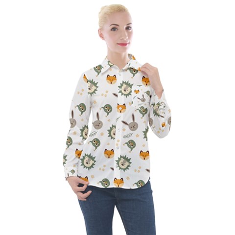 Rabbit, Lions And Nuts  Women s Long Sleeve Pocket Shirt by ConteMonfrey