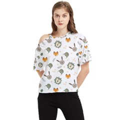 Rabbit, Lions And Nuts  One Shoulder Cut Out Tee by ConteMonfrey