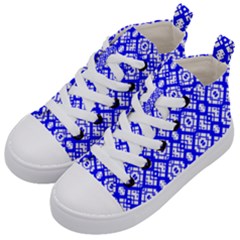 Portuguese Tiles Vibes Plaids Kids  Mid-top Canvas Sneakers