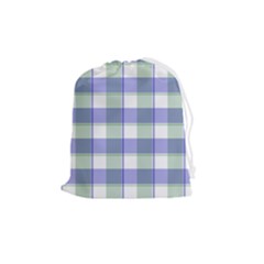 Blue And Green Plaids Drawstring Pouch (medium) by ConteMonfrey