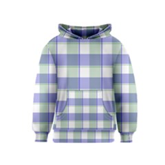 Blue And Green Plaids Kids  Pullover Hoodie by ConteMonfrey