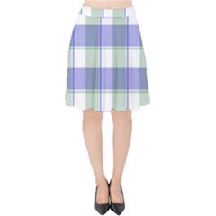 Blue And Green Plaids Velvet High Waist Skirt