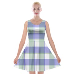 Blue And Green Plaids Velvet Skater Dress by ConteMonfrey