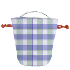 Blue And Green Plaids Drawstring Bucket Bag by ConteMonfrey