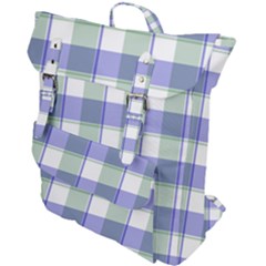 Blue And Green Plaids Buckle Up Backpack by ConteMonfrey