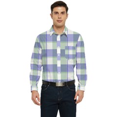 Blue And Green Plaids Men s Long Sleeve Pocket Shirt  by ConteMonfrey