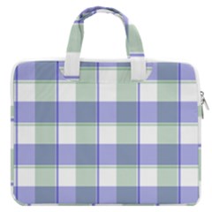 Blue And Green Plaids Macbook Pro 16  Double Pocket Laptop Bag 