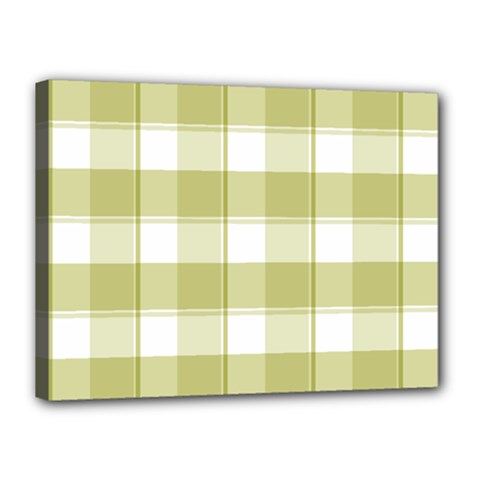 Green Tea - White And Green Plaids Canvas 16  X 12  (stretched) by ConteMonfrey