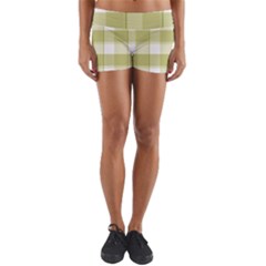 Green Tea - White And Green Plaids Yoga Shorts by ConteMonfrey