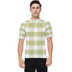 Green Tea - White And Green Plaids Men s Short Sleeve Rash Guard