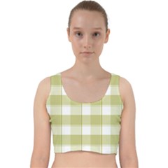 Green Tea - White And Green Plaids Velvet Racer Back Crop Top