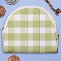 Green Tea - White And Green Plaids Horseshoe Style Canvas Pouch by ConteMonfrey