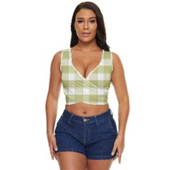 Green Tea - White And Green Plaids Women s Sleeveless Wrap Top by ConteMonfrey