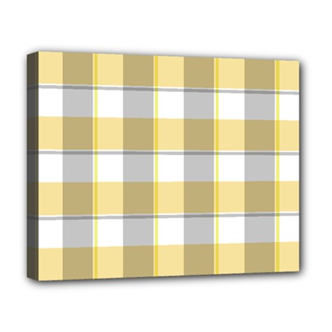 Grey Yellow Plaids Deluxe Canvas 20  X 16  (stretched) by ConteMonfrey