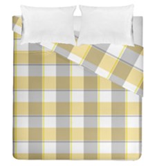 Grey Yellow Plaids Duvet Cover Double Side (queen Size) by ConteMonfrey