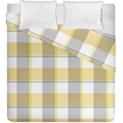 Grey Yellow Plaids Duvet Cover Double Side (king Size) by ConteMonfrey