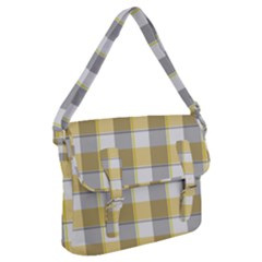 Grey Yellow Plaids Buckle Messenger Bag by ConteMonfrey