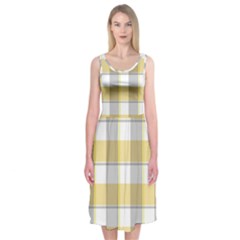 Grey Yellow Plaids Midi Sleeveless Dress by ConteMonfrey