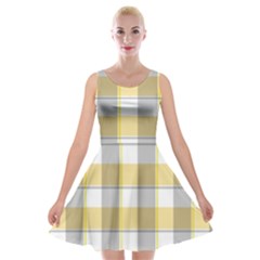 Grey Yellow Plaids Velvet Skater Dress by ConteMonfrey