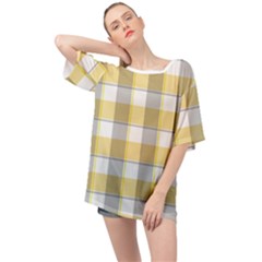 Grey Yellow Plaids Oversized Chiffon Top by ConteMonfrey