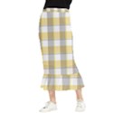 Grey yellow plaids Maxi Fishtail Chiffon Skirt View1