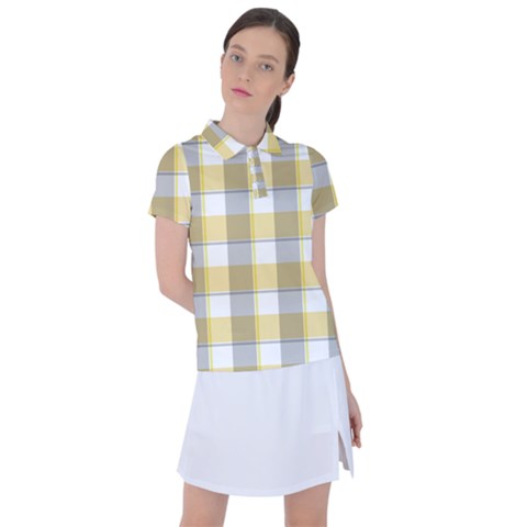 Grey Yellow Plaids Women s Polo Tee by ConteMonfrey