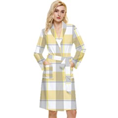 Grey Yellow Plaids Long Sleeve Velour Robe by ConteMonfrey