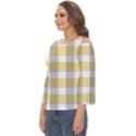 Grey yellow plaids Cut Out Wide Sleeve Top View2