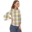 Grey yellow plaids Cut Out Wide Sleeve Top View3